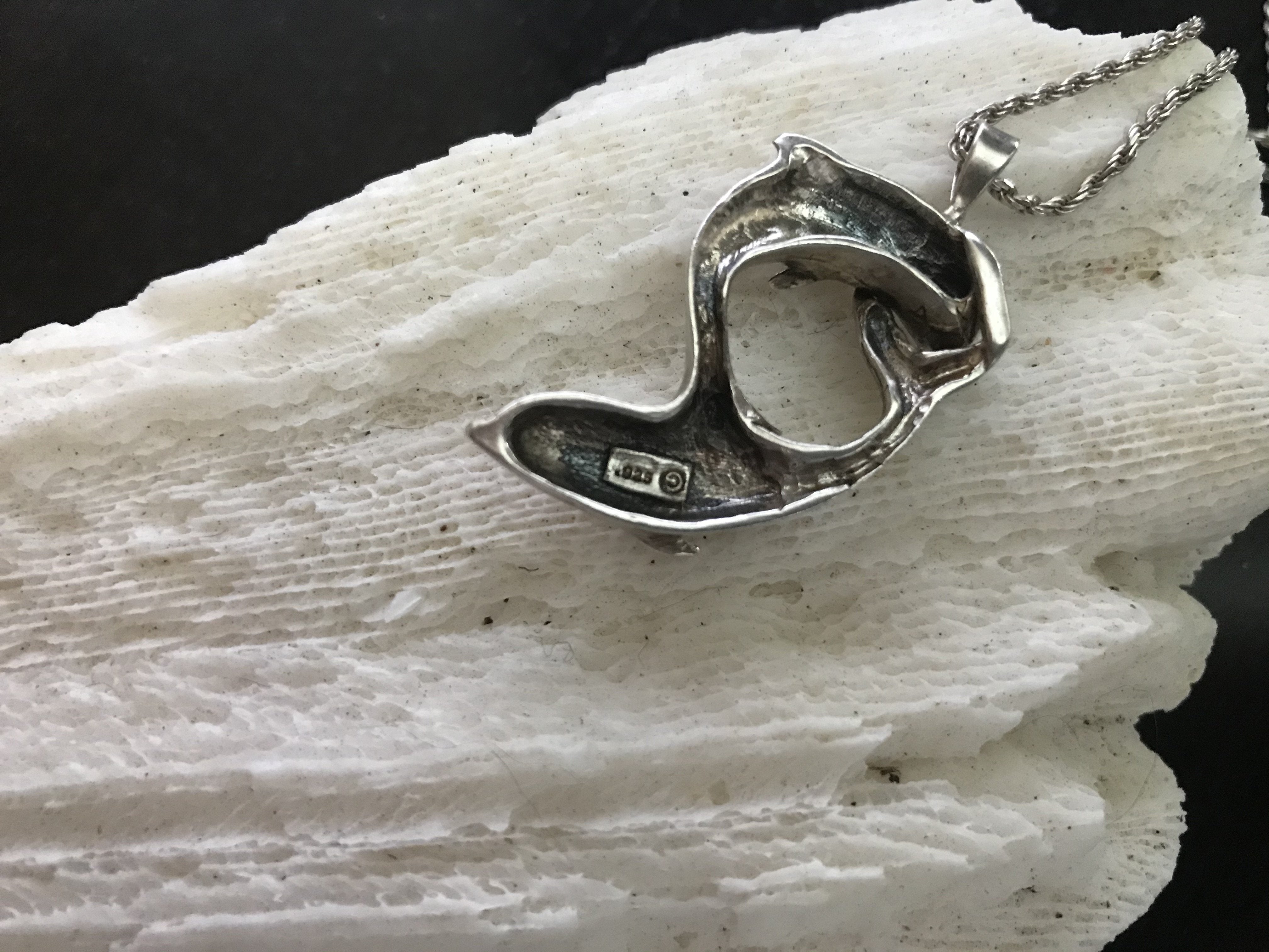 Fine Frolicking Sterling Silver Double Dolphin 23" Necklace - Shop Thrifty Treasures