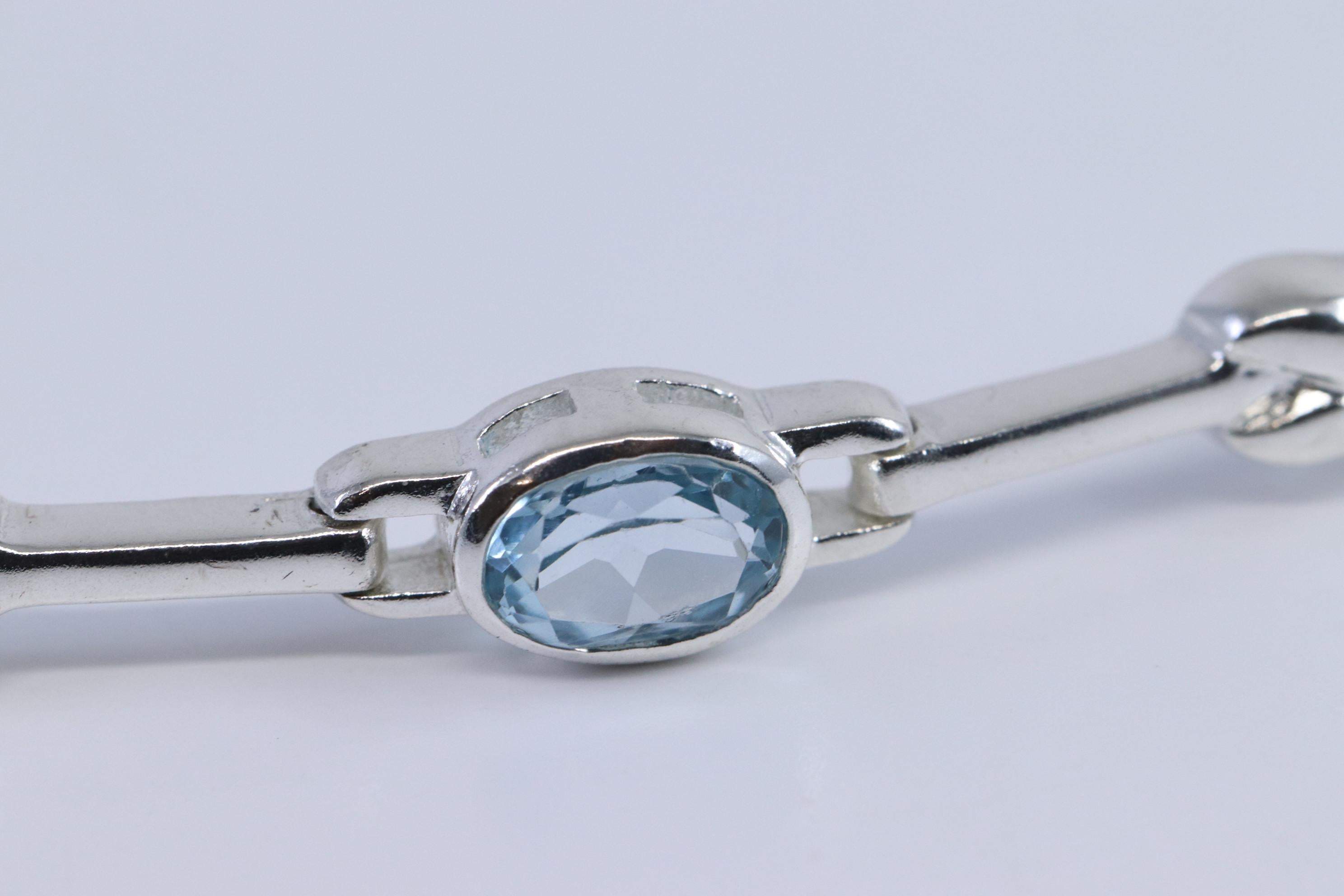 Brilliant Sterling Silver Blue Topaz Bracelet - Shop Thrifty Treasures