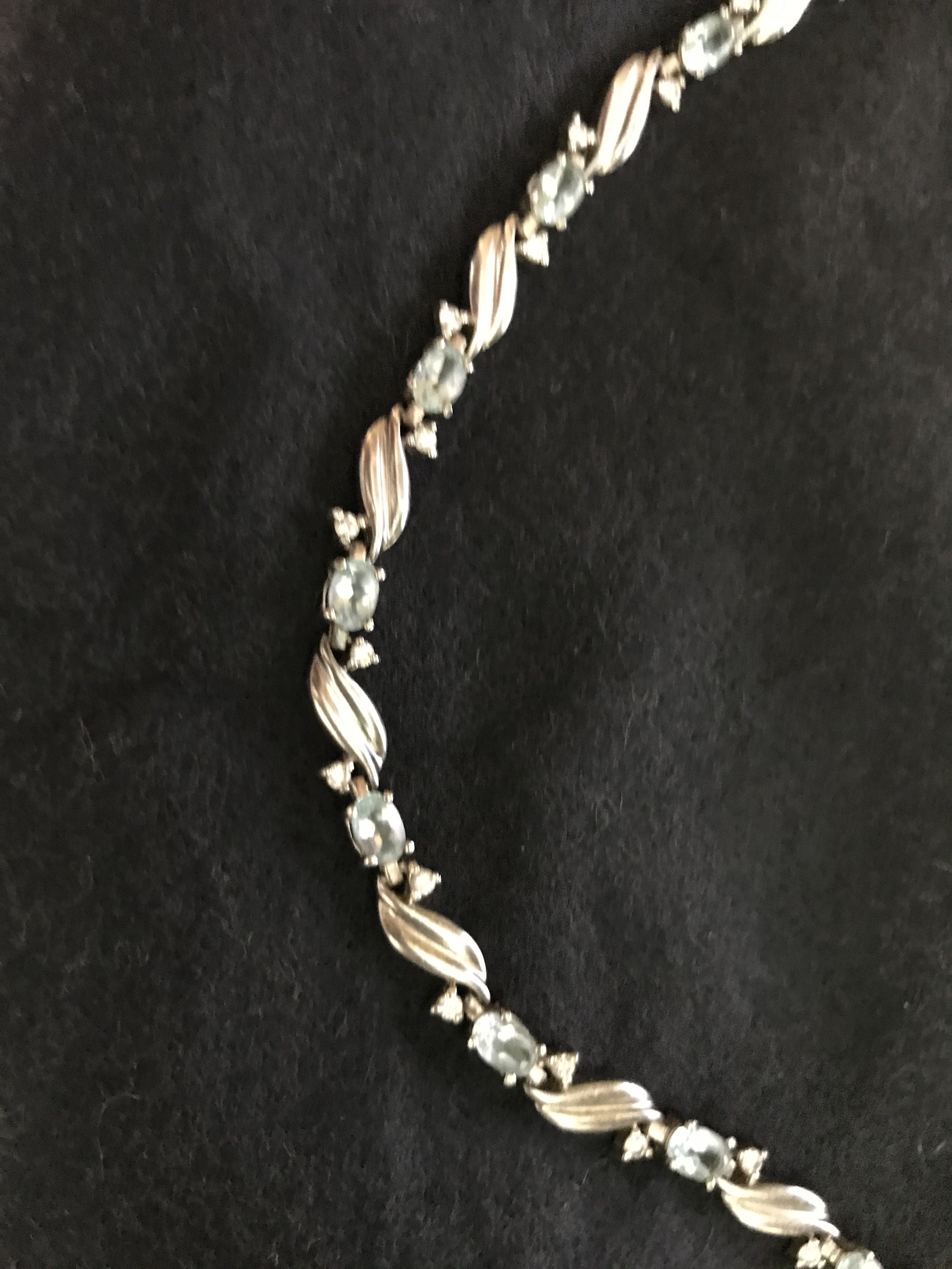 925 Sterling Silver Aquamarine Bracelet