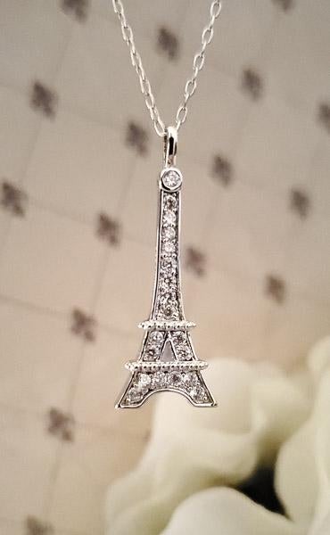 Sterling Silver Eiffel Tower Pendant 20" Necklace - Shop Thrifty Treasures