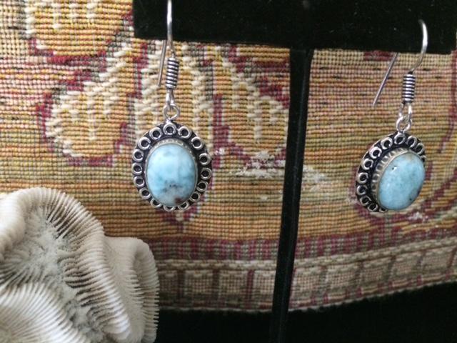 Larimar Handmade 925 Sterling Silver Earrings Caribbean Blue, Various Styles - Shop Thrifty Treasures