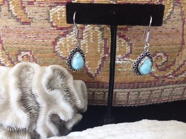 Larimar Handmade 925 Sterling Silver Earrings Caribbean Blue, Various Styles - Shop Thrifty Treasures