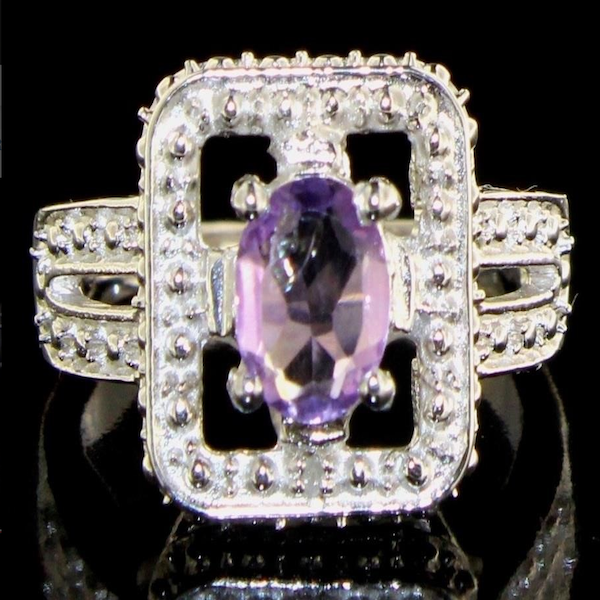 Amethyst Diamond Ring