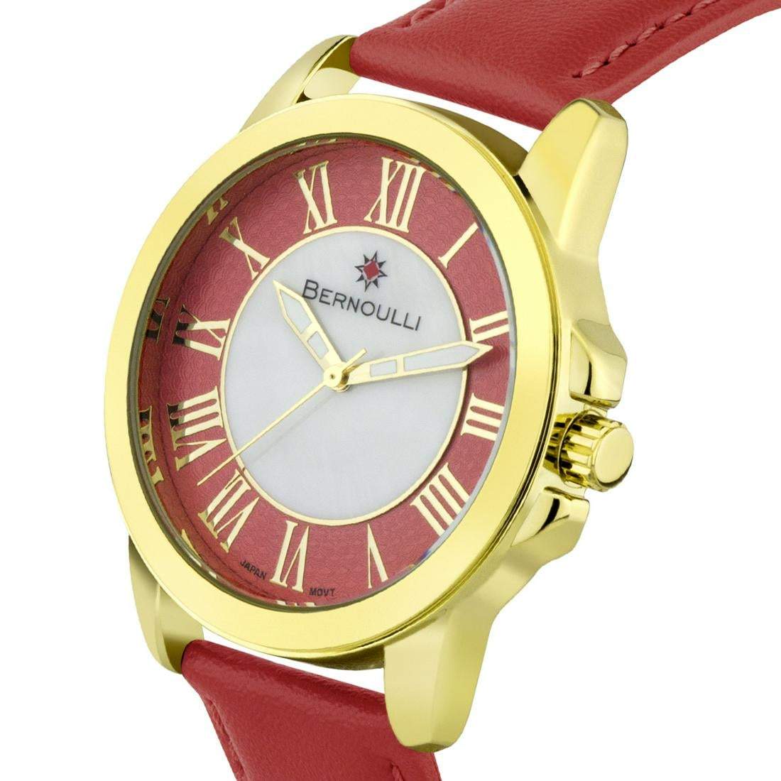 Bernoulli Casual Crystal Bezel Ladies Watch Coral - Shop Thrifty Treasures