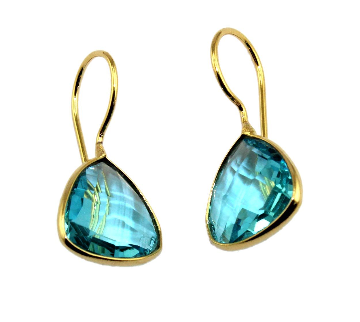 Blue Topaz Quartz 24k Gold Drop Dangle Earrings 6 Gems, Peridot, Citrine, Amethyst... - Shop Thrifty Treasures
