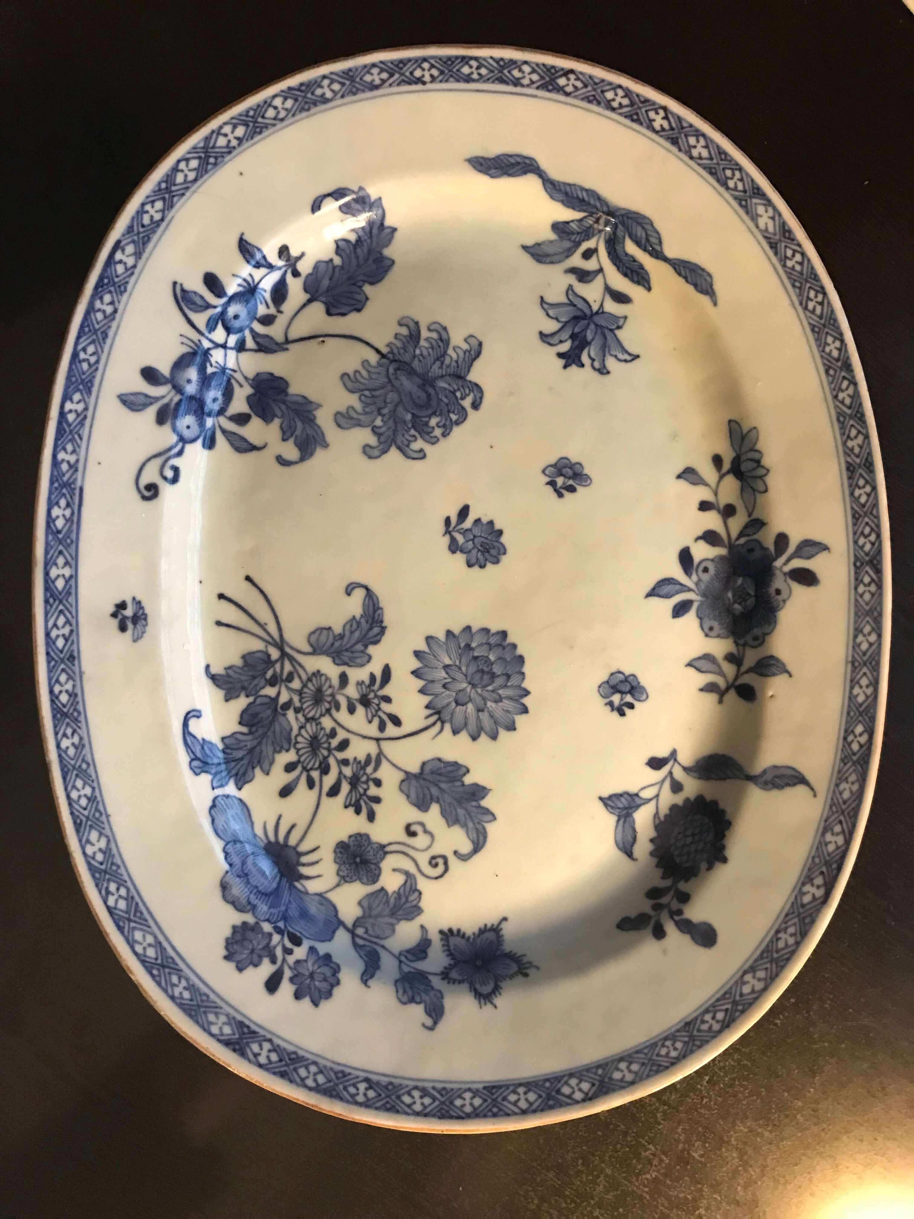 1780s Chinese Blue and White Export Porcelain Platter