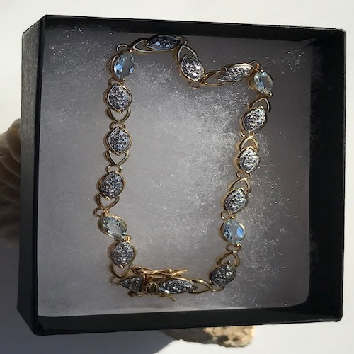 Natural Blue Topaz & Diamond Accented Bracelet