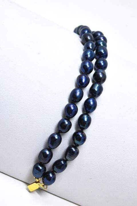 Double Strand Black Baroque Pearl Necklace and Matching Bracelet - Shop Thrifty Treasures