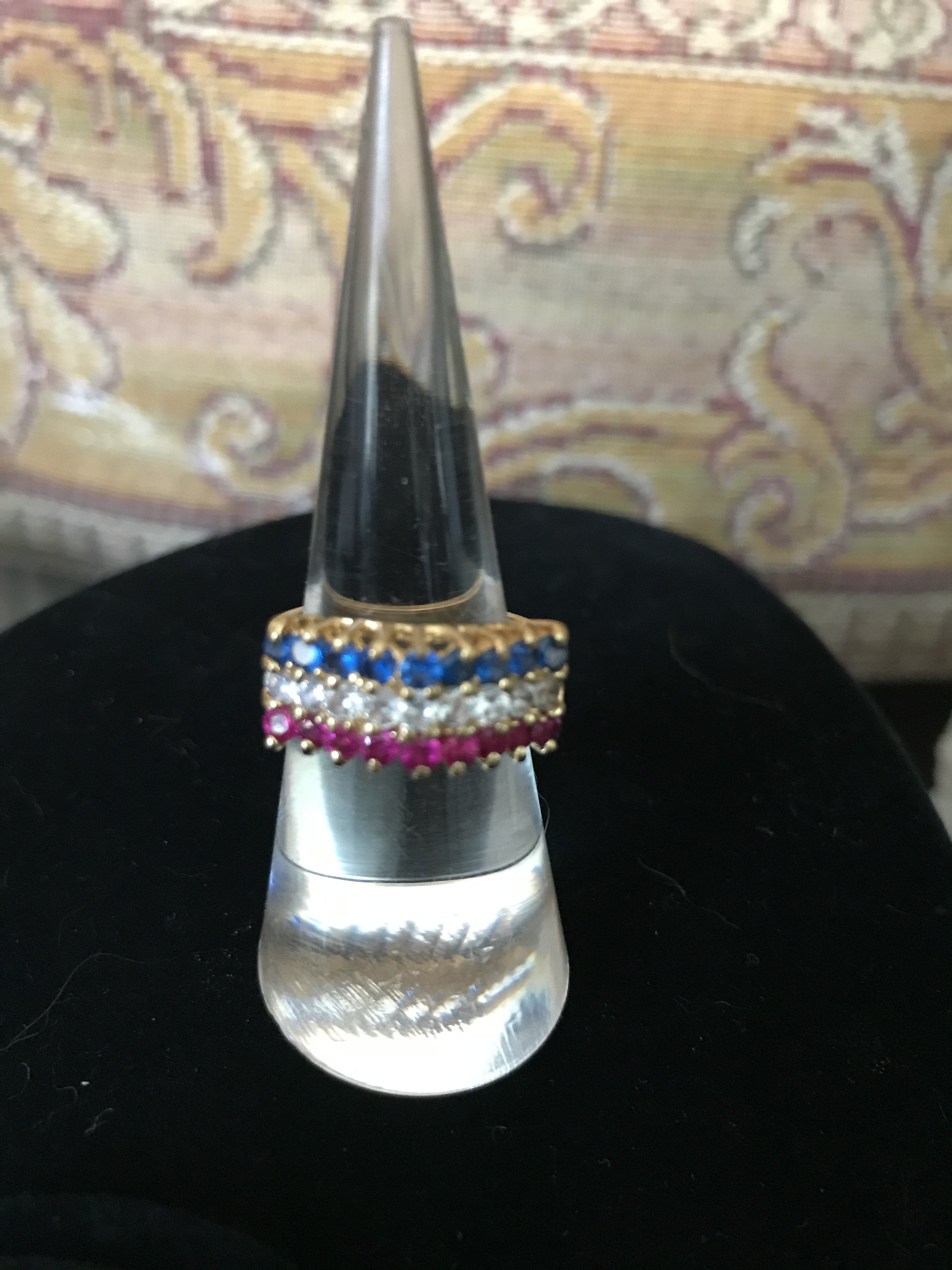 Fashion Cubic Zirconia Flag Ring Size 6 - Shop Thrifty Treasures