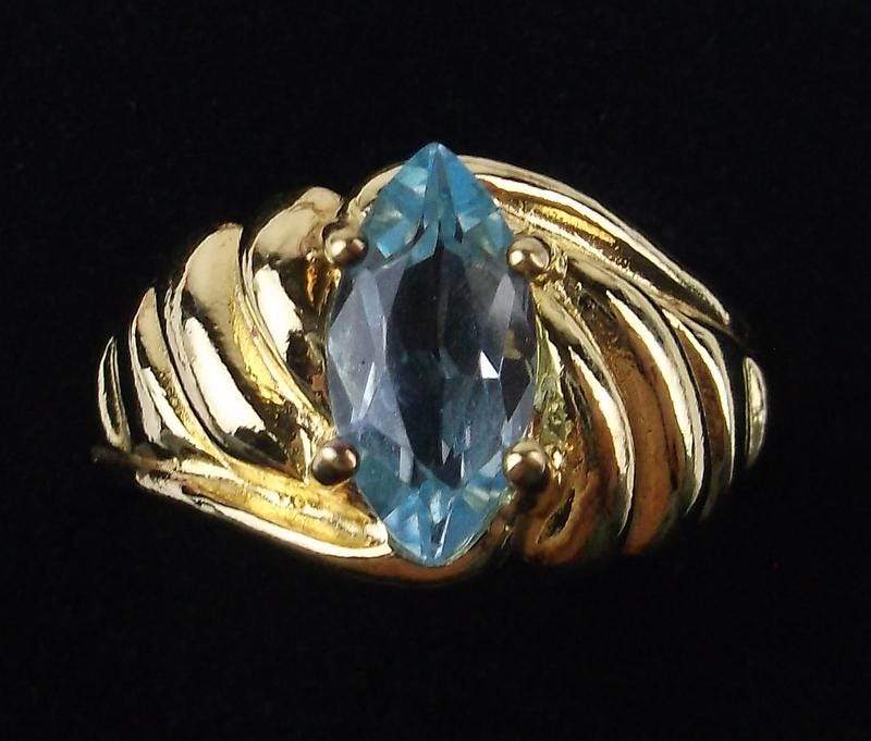 14k Gold Plated Sterling Silver  Blue Topaz Ring
