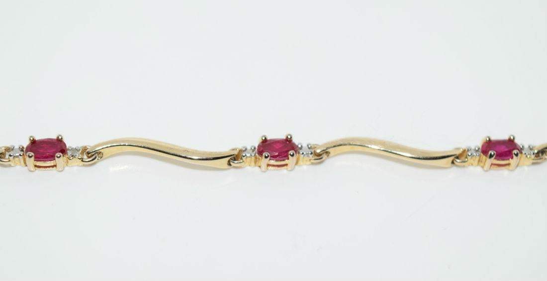 Gold Over Sterling Ruby & Diamond Wave Design Bracelet - Shop Thrifty Treasures