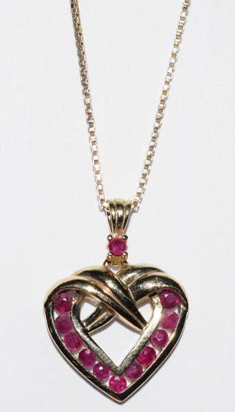 Classic Gold Over Sterling Ruby Heart 19" Necklace - Shop Thrifty Treasures