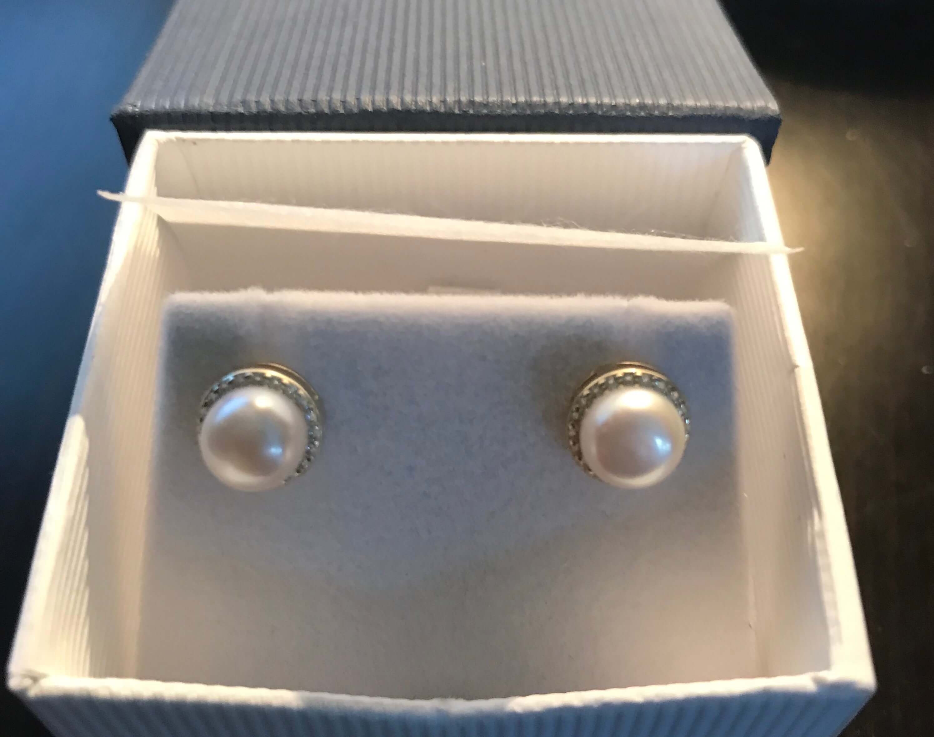 White Pearl Halo Earrings