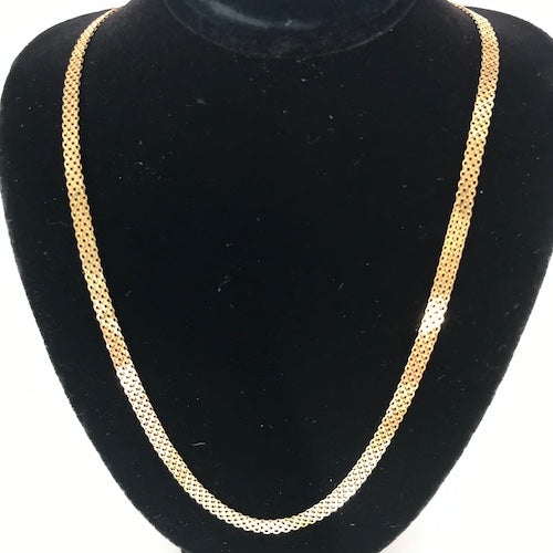 Italian 14K Gold Flat Mesh Link Chain Necklace
