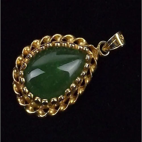 Vintage 1960s Gold Over Sterling Jade Pendant