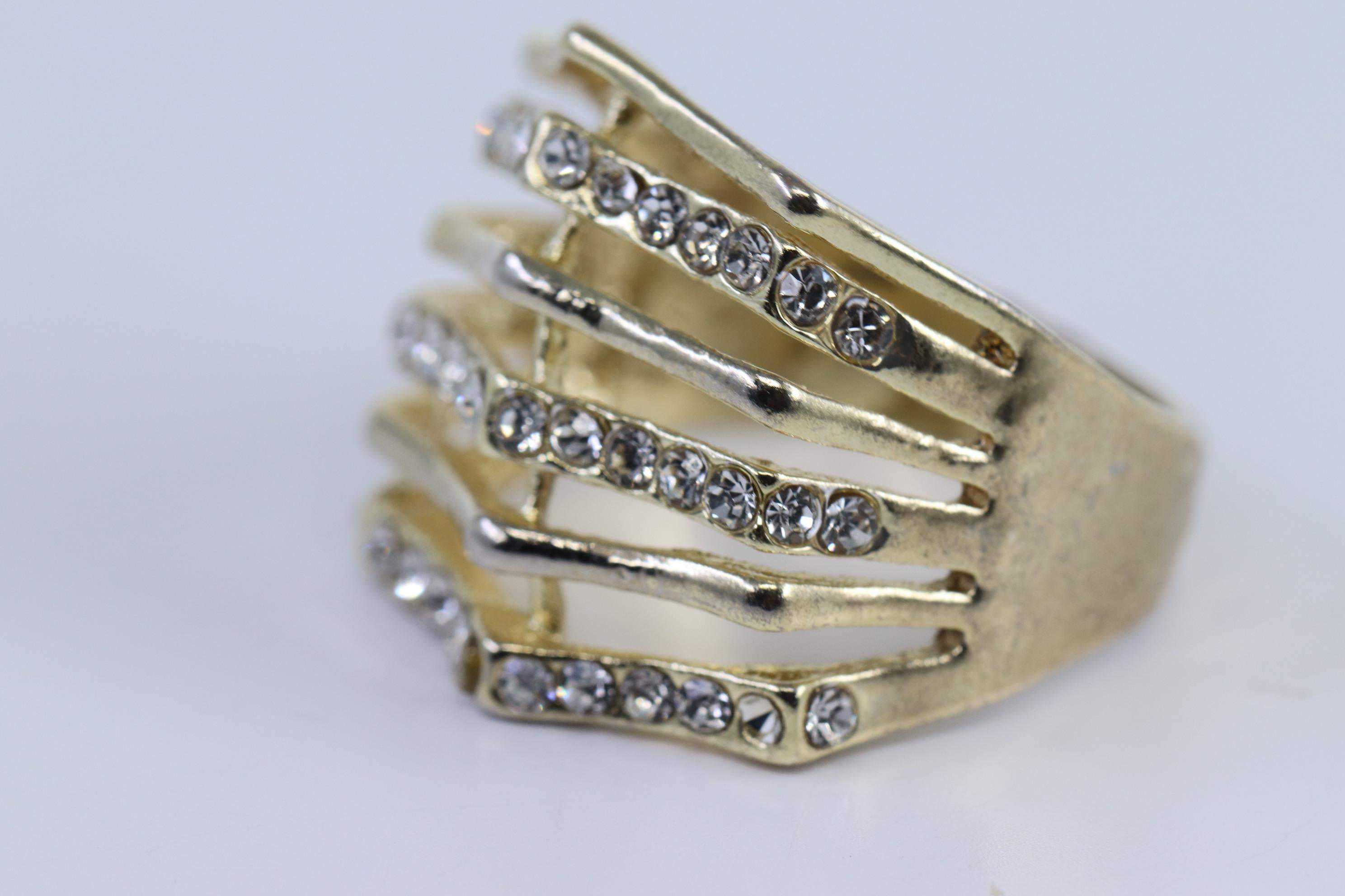 Gold over Silver Cubic Zirconia Studded Ring Size 7.75 - Shop Thrifty Treasures