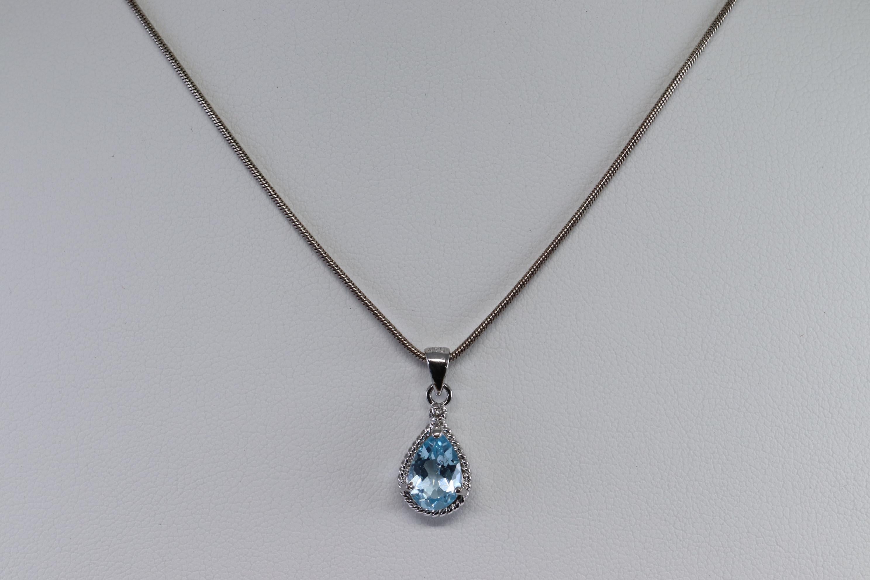 Large Blue Topaz Teardrop necklace - Shop thrifty Treasures