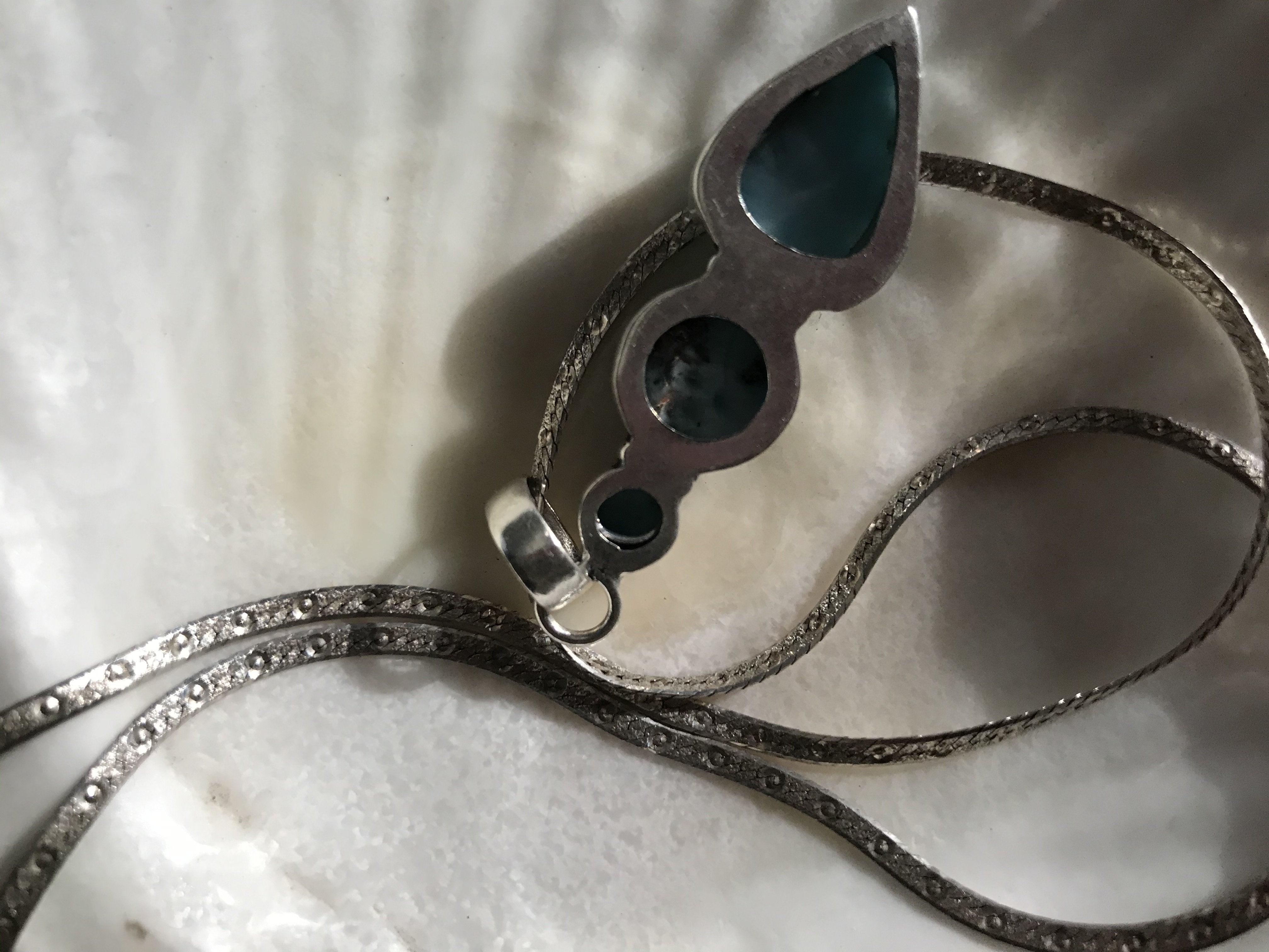 Larimar Pendant on Italian Chain Necklace 23.5" - Shop Thrifty Treasures