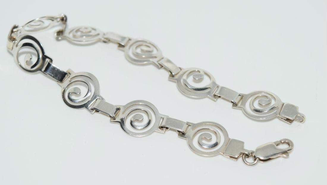 Vintage Mexican Sterling Silver Swirl Designed Bracelet - Shop Thrifty Treasures