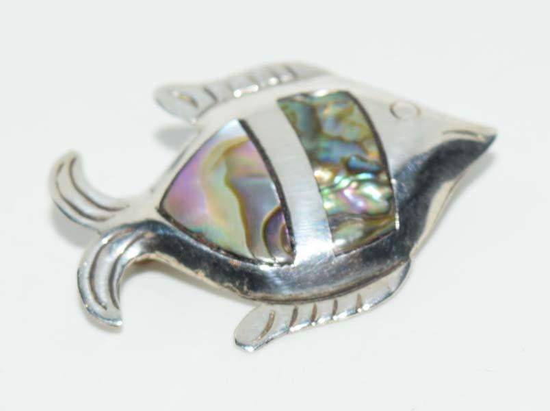 Taxco Mexico Sterling Silver Abalone Fish Brooch Pin - Shop Thrifty Treasures