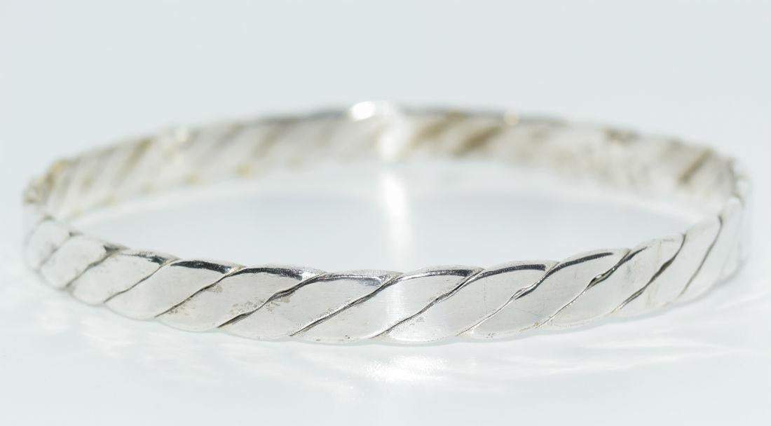 Mexico Sterling Silver Twisted Bangle Bracelet - Shop Thrifty Treasures