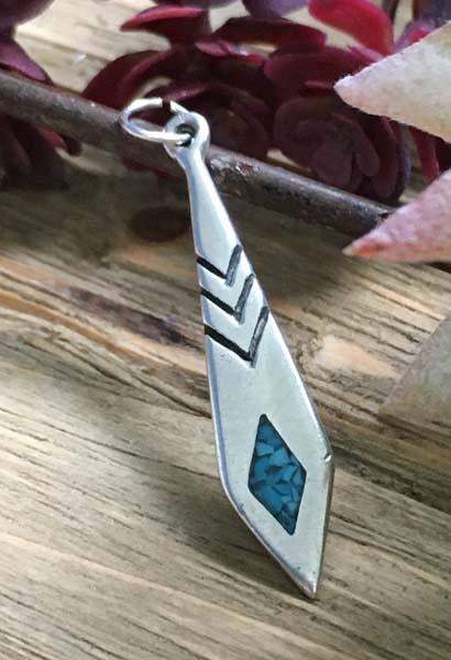 Native American Sterling Silver Turquoise Pendant - Shop Thrifty Treasures