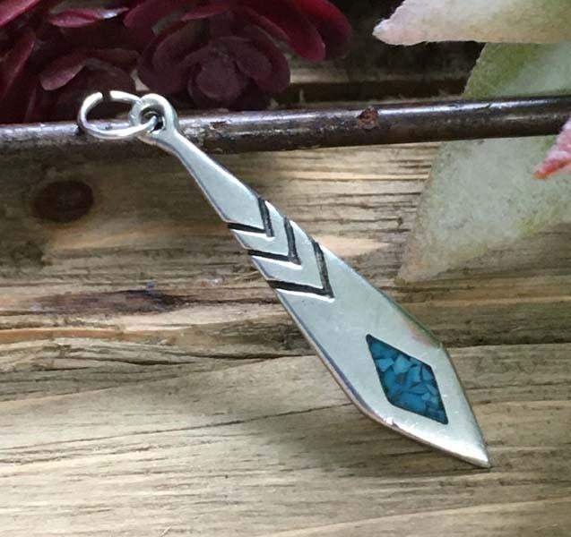Native American Sterling Silver Turquoise Pendant - Shop Thrifty Treasures