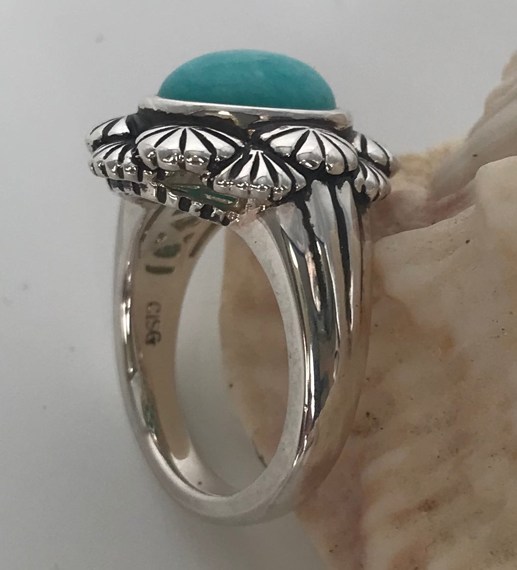 Natural Cabochon Turquoise Designer Ring