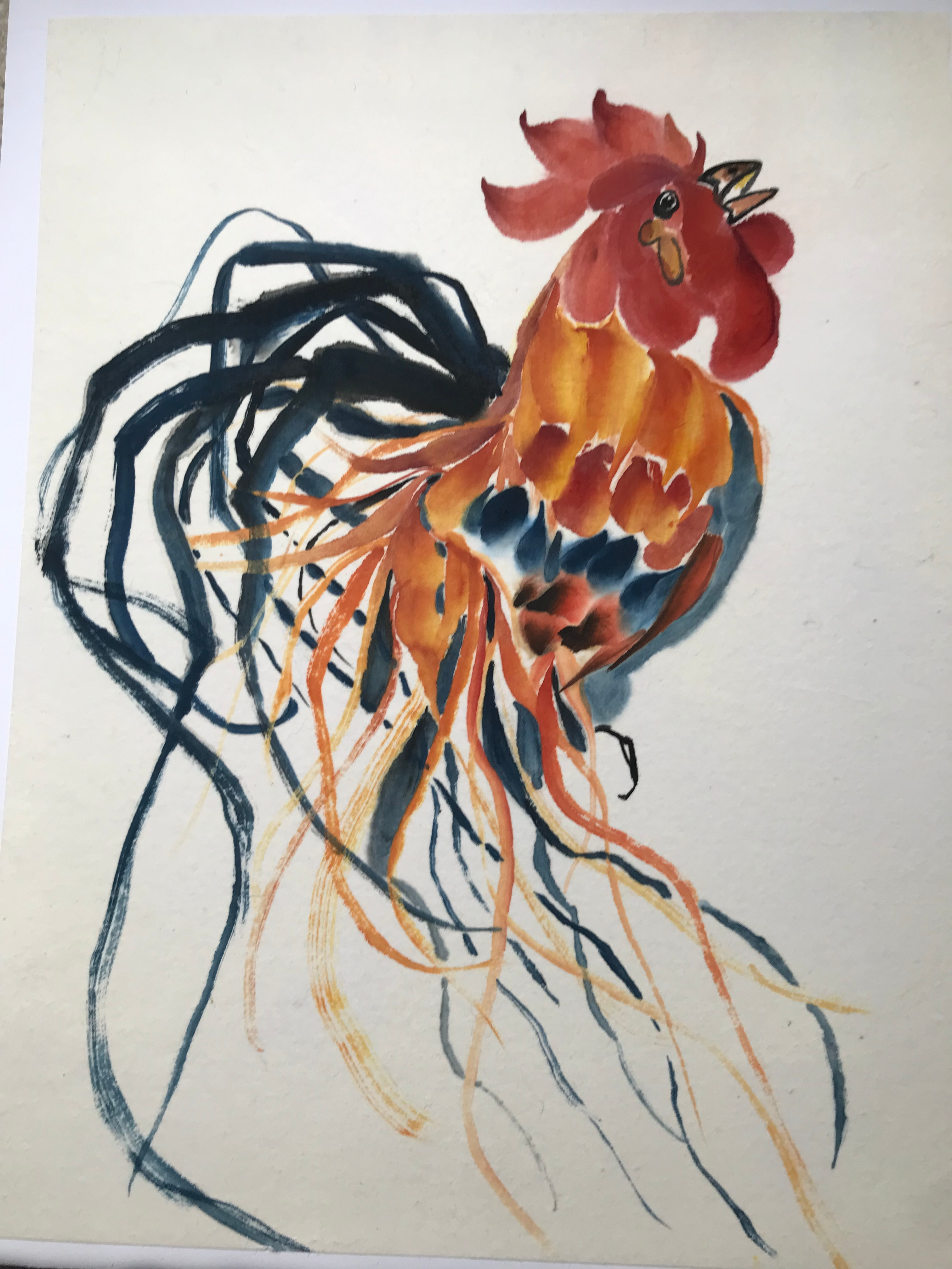 Rooster Chinese Brush Painting "Get Up I Say!