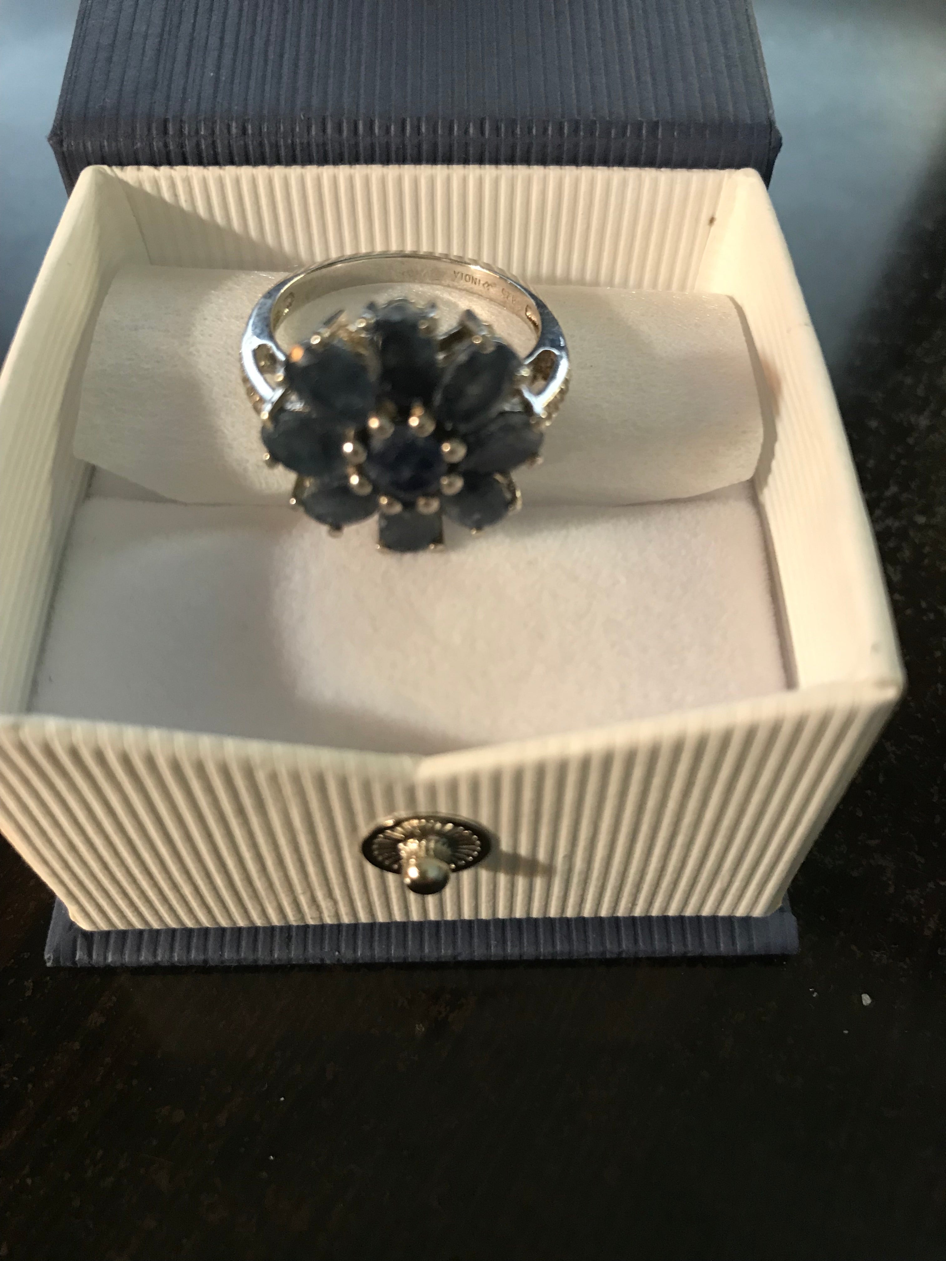 Natural 5.11 ct Sapphire Floral Sterling Ring