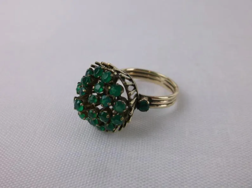 1940s 14kt Gold Genuine Emerald Empress Ring 6.5