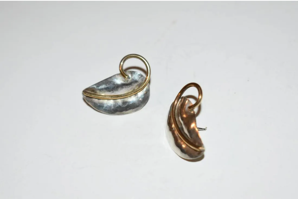 Vintage Louis Booth Brass And Sterling Silver Earrings