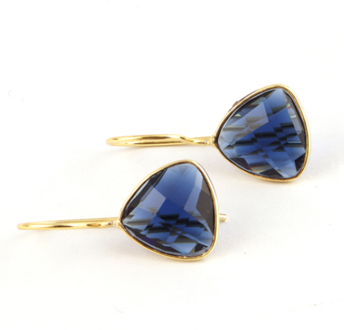 Gold Drop 24k Earrings Briolette  Iolite Quartz Earrings