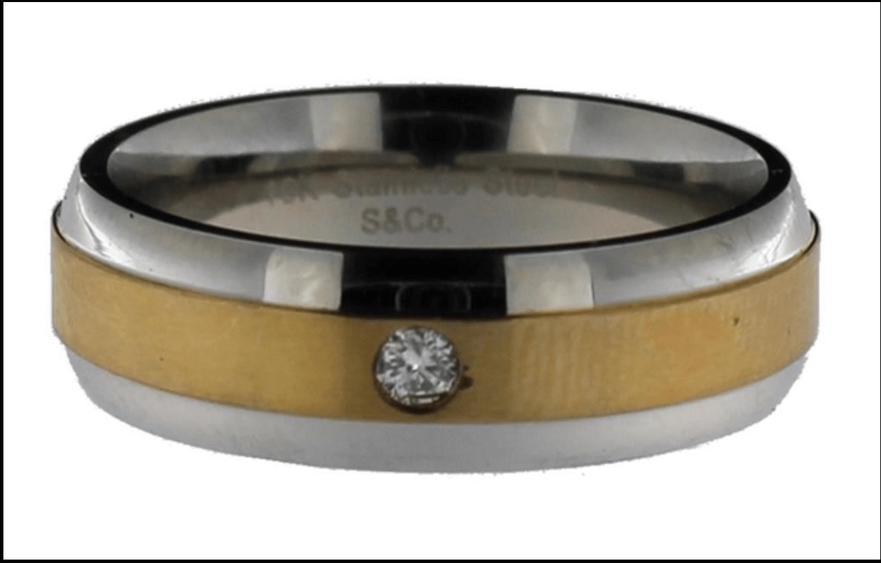 10kt Gold and Stainless Diamond Ring
