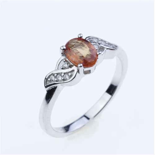 Oval Orange Sapphire Engagement Ring