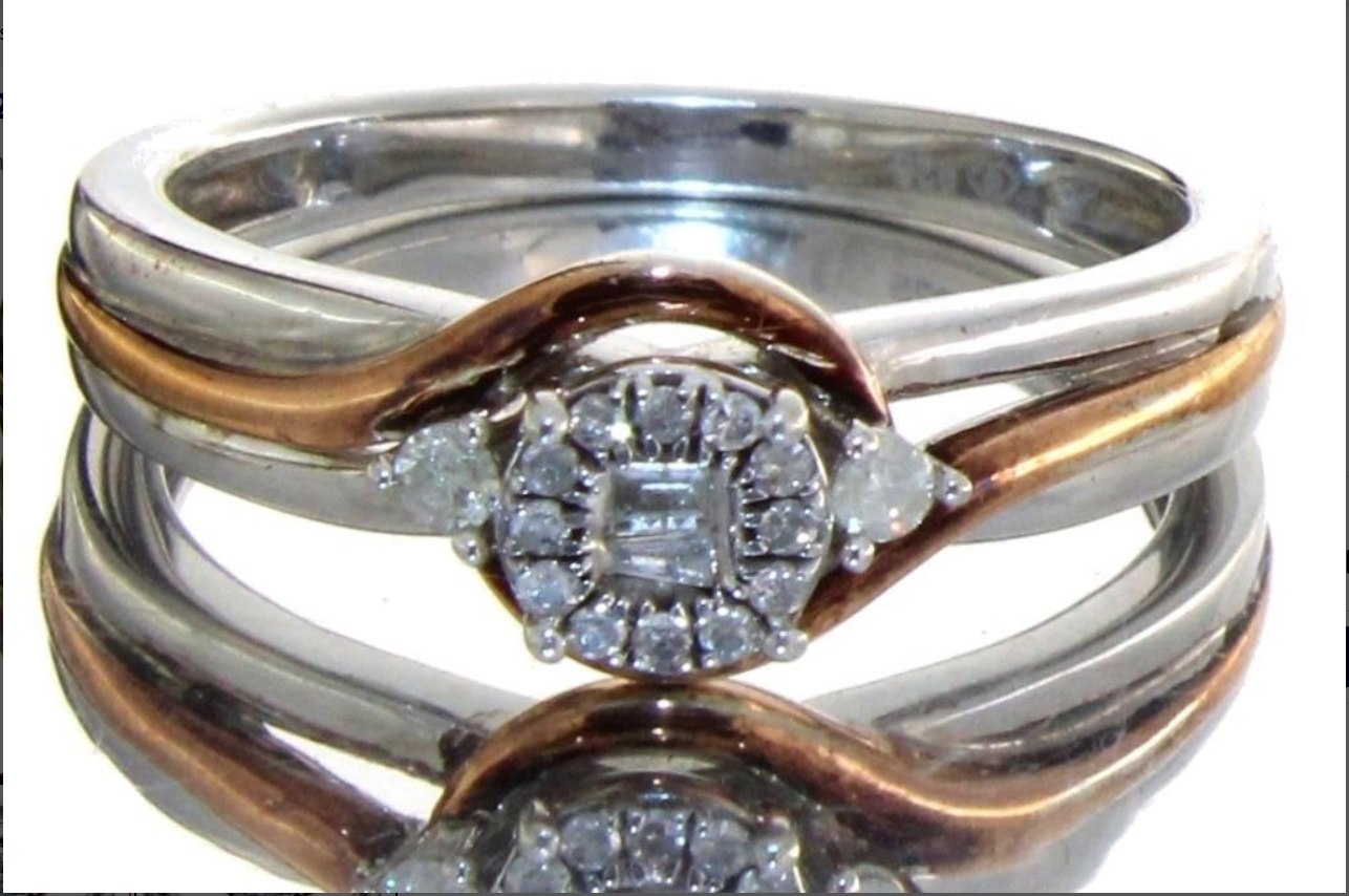 Silver and Rose Gold Brilliant Diamond Designer Ring