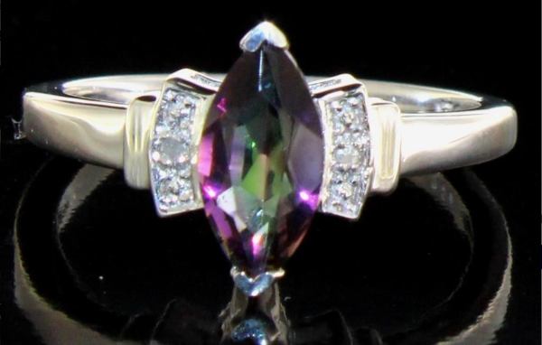 Mystic Topaz and Diamond ring