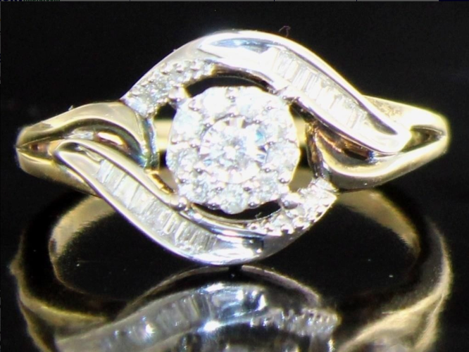 Diamond Designer 1/4ct Gold over Sterling Ring
