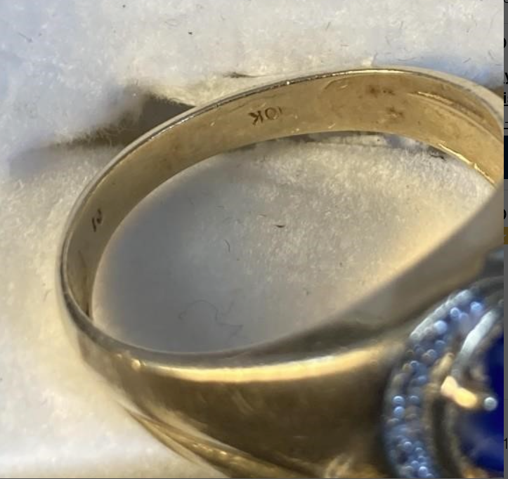 Men's Diamond 10K Gold Blue Star Sapphire Ring w/ White Gold