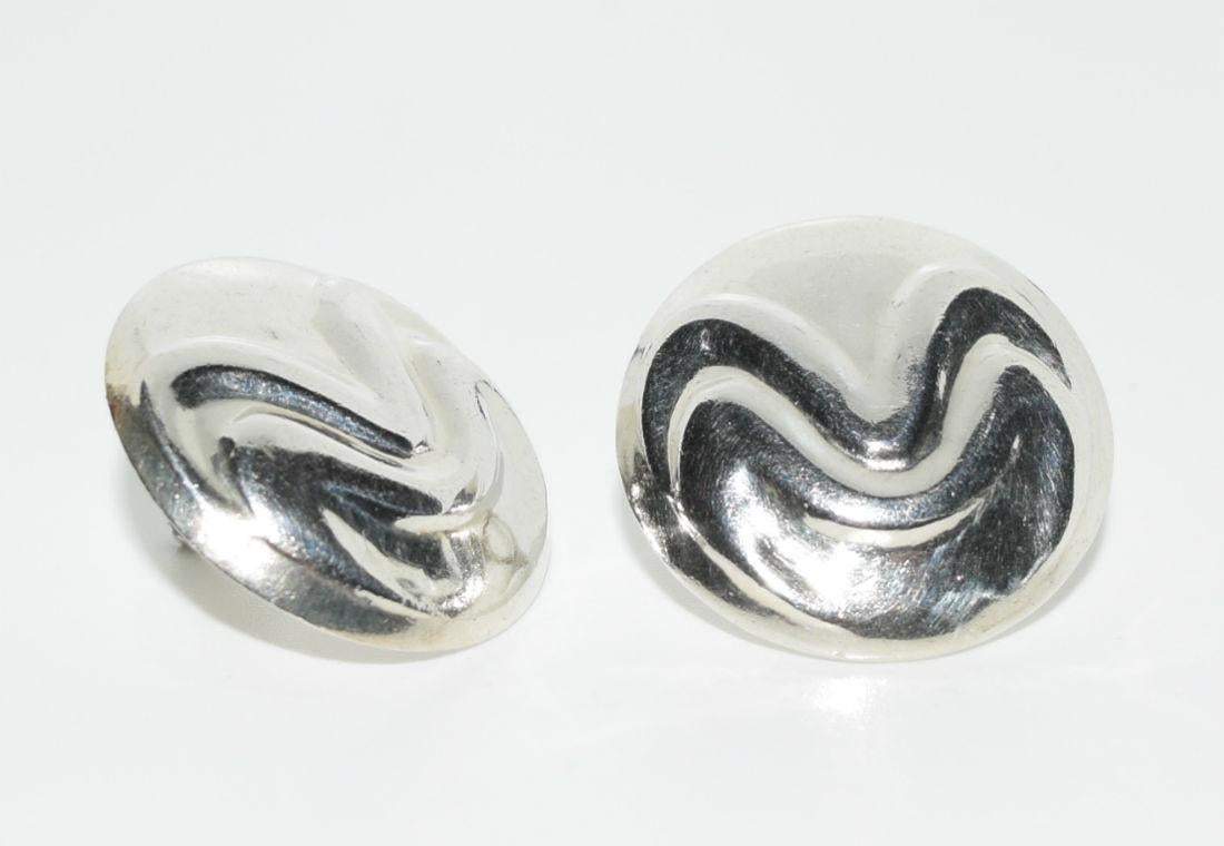 Signed ND Sterling Silver Hollow Vintage Button Earrings - Shop Thrifty Treasures