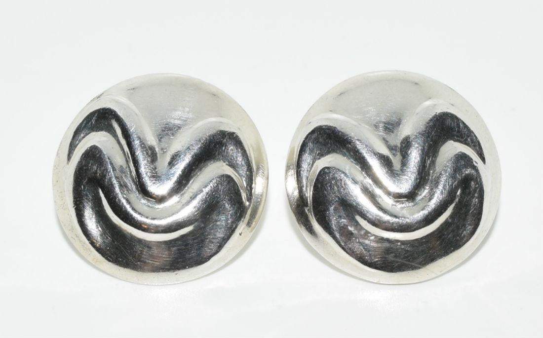 Signed ND Sterling Silver Hollow Vintage Button Earrings - Shop Thrifty Treasures