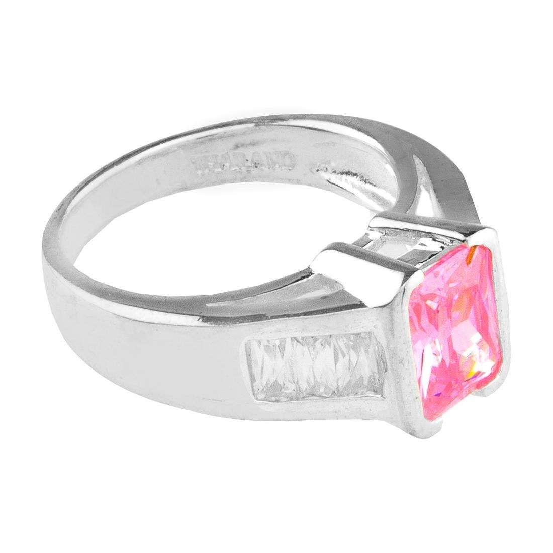 Sterling Silver Silver Pink Cubic Zirconia Ring Size 9 - Shop Thrifty Treasures
