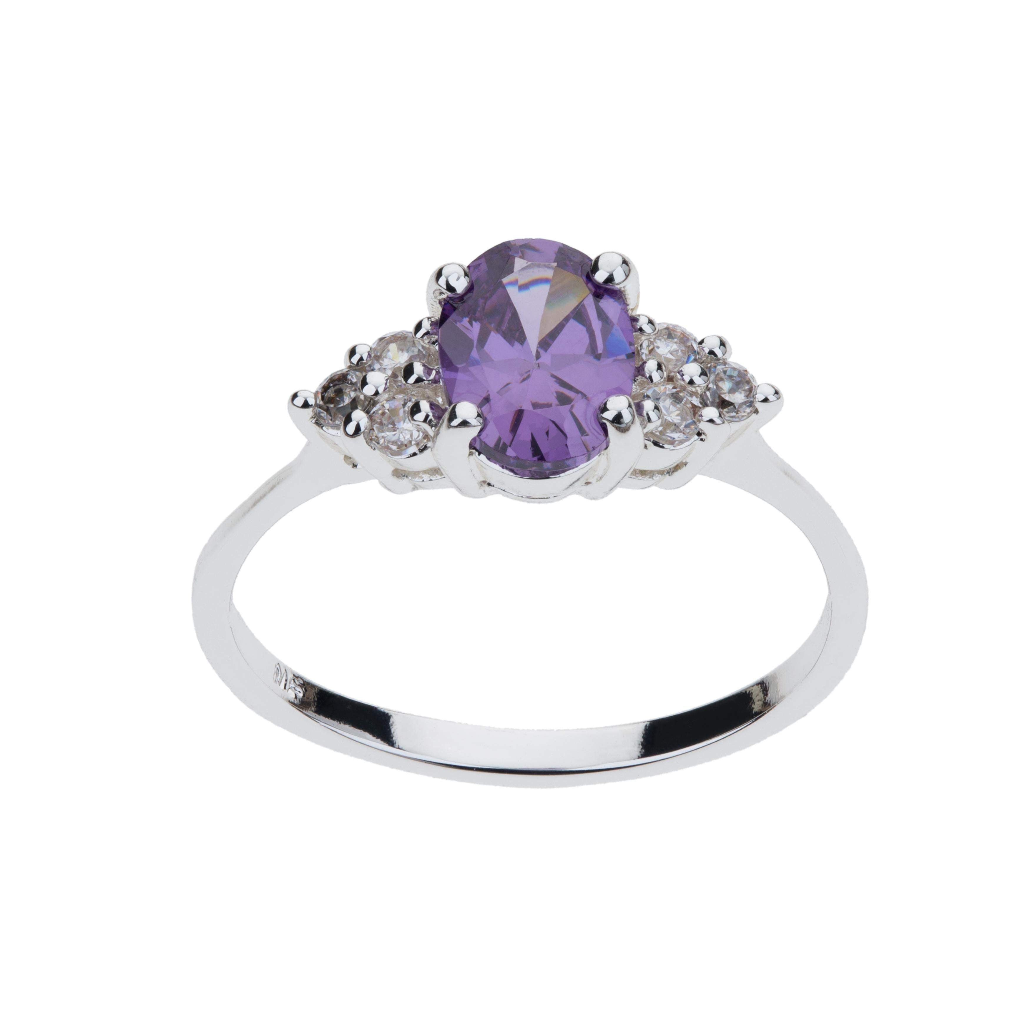 Silver Amethyst CZ Classic Design Ring-Size 9 - Shop Thrifty Treasures