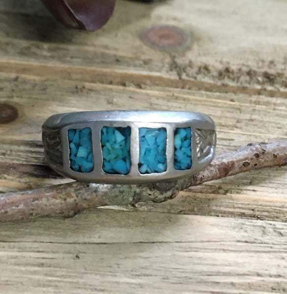 Vintage Alpaca Silver Turquoise Ring Size 8 - Shop Thrifty Treasures