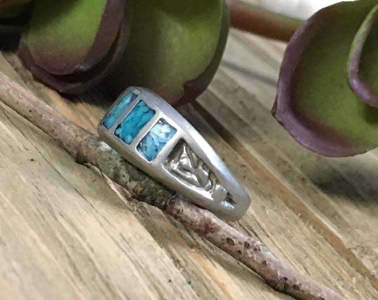 Vintage Alpaca Silver Turquoise Ring Size 8 - Shop Thrifty Treasures