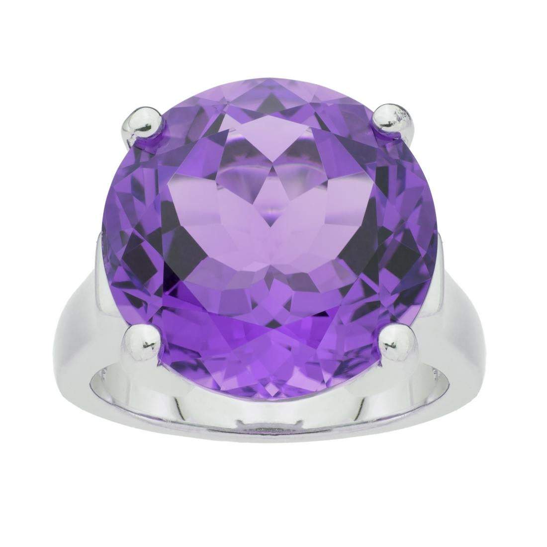 Stunning Silver 11.70ct Amethyst Solitaire Ring-SZ 7 - Shop Thrifty Treasures