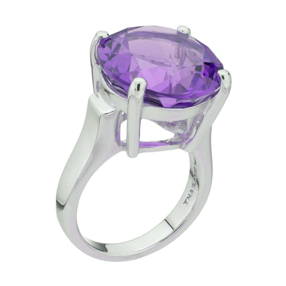Stunning Silver 11.70ct Amethyst Solitaire Ring-SZ 7 - Shop Thrifty Treasures