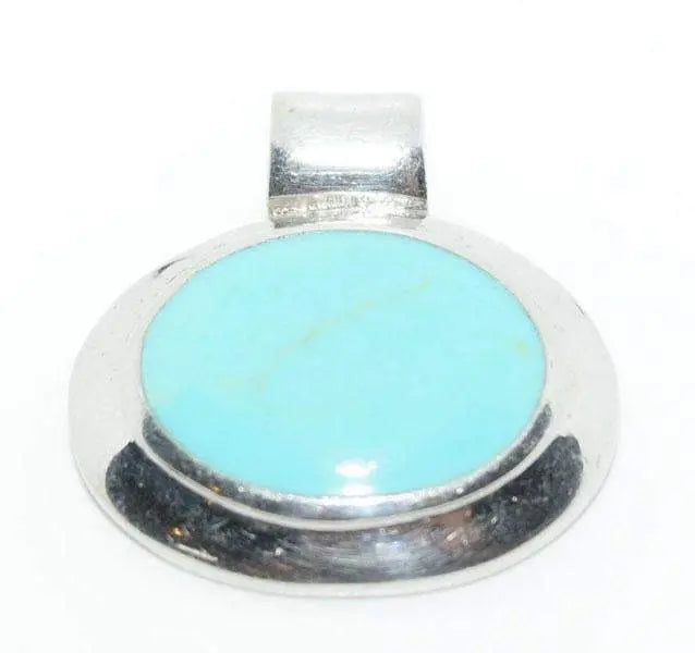 Sterling Silver Ceruleite Pendant 18" Snake Necklace - Shop Thrifty Treasures