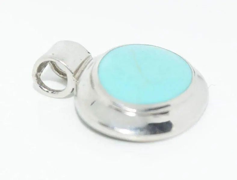 Sterling Silver Ceruleite Pendant 18" Snake Necklace - Shop Thrifty Treasures