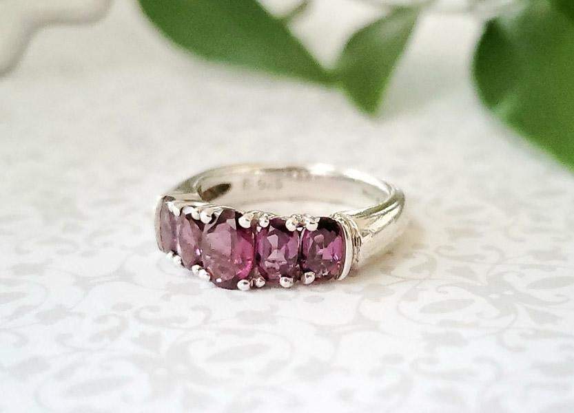 Sterling Silver Multi Stone Purple Amethyst Designer Ring Size 5 - Shop Thrifty Treasures